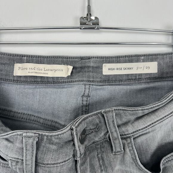Anthropologie Sz 29 Pilcro Letterpress High Rise Skinny Jeans Stretch Light Gray - Picture 10 of 12
